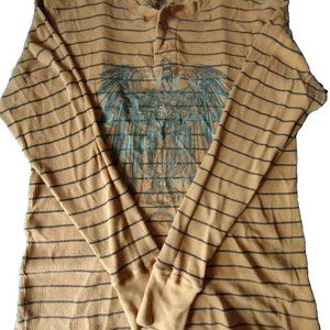 Carbon Orange Henley Men's XXL Long Sleeve‎ Button Serpent Print